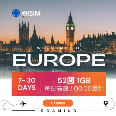 【實體SIM卡】歐洲52國上網吃到飽|超值方案 【實體SIM卡】歐洲52國上網吃到飽|超值方案