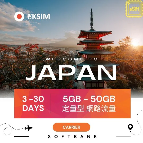 【eSIM】日本定量型網路|各天數流量 【eSIM】日本定量型網路|各天數流量